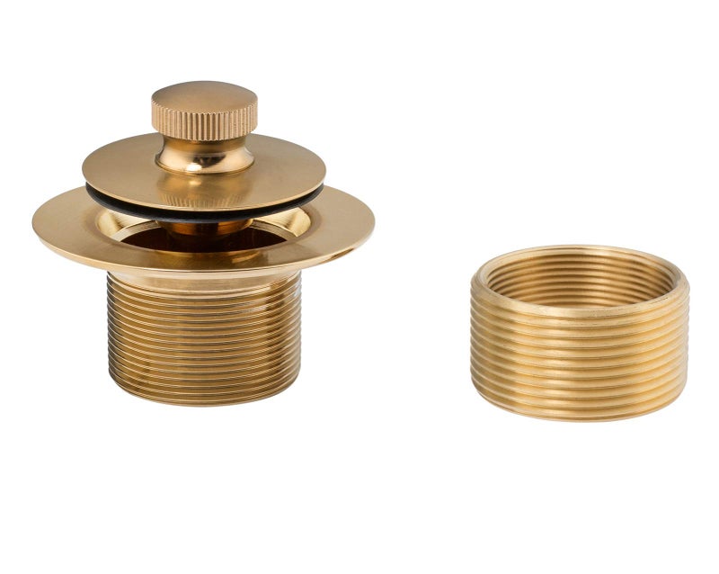 Artiwell Lift & Turn Tub Trim Set with Two-Hole Overflow Faceplate, All Brass Bathtub Conversion Kit Assembly with 2-Hole Overflow Face Plate and Universal Fine/Coarse Thread (Brushed Gold) - Image 3
